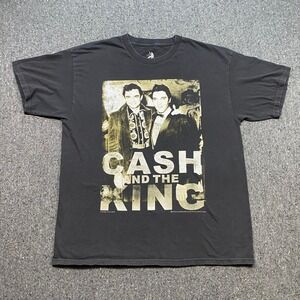 Zion Rootswear Johnny Cash Elvis Presley TShirt Sz XL Men Black Graphic Rock Tee